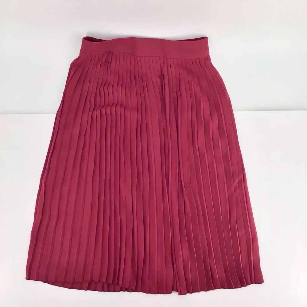 J.Crew Pleated Midi Skirt Women’s (4) Radiant Fushia, Flowy A-Line Skirt